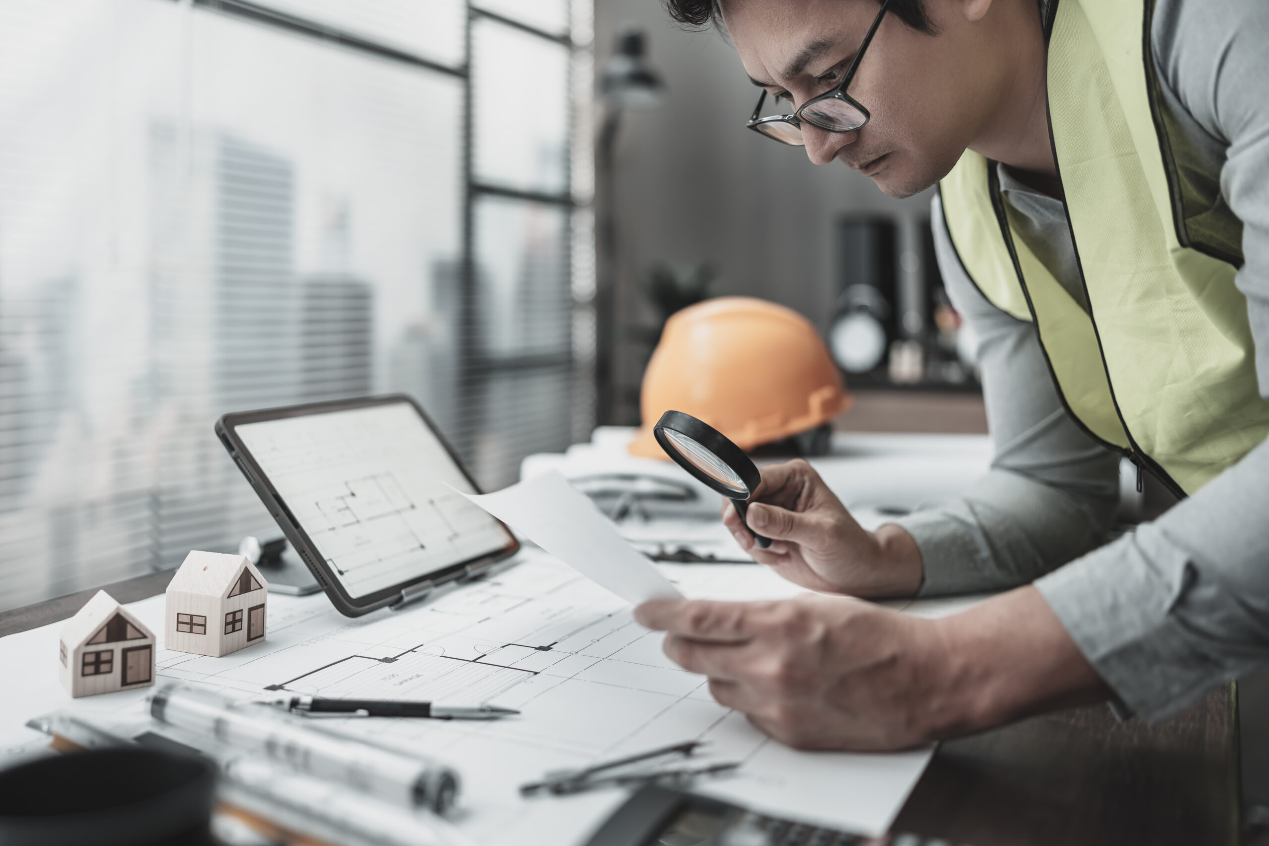 architect reviewing blueprint using magnifying gla 2026 01 09 11 57 21 utc scaled